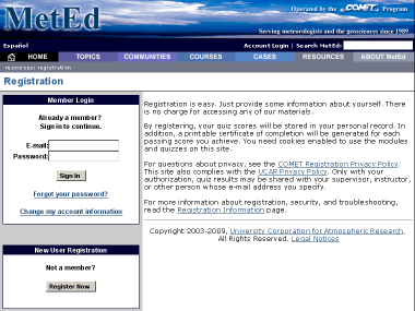 MetEd Log In Page 
